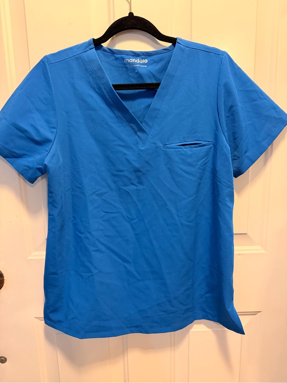 Mandala Women's V-Neck Short Sleeve Scrub Top in Royal Blue